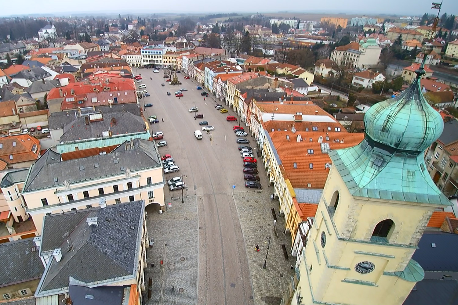 Letecký pohled na Smetanovo náměstí