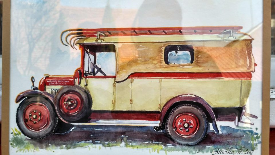 Obrázek starého hasičského auta