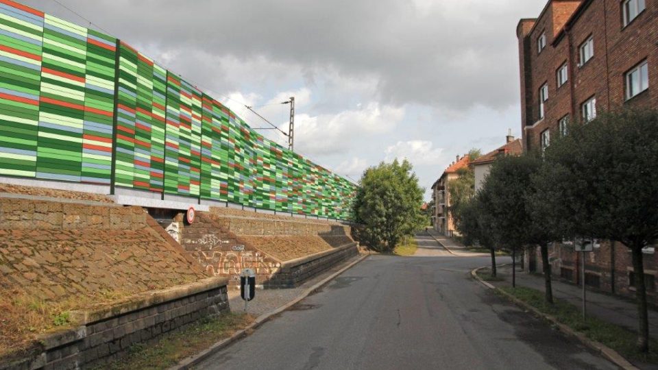 Vizualizace protihlukové stěny, která by měla stát v České Třebové