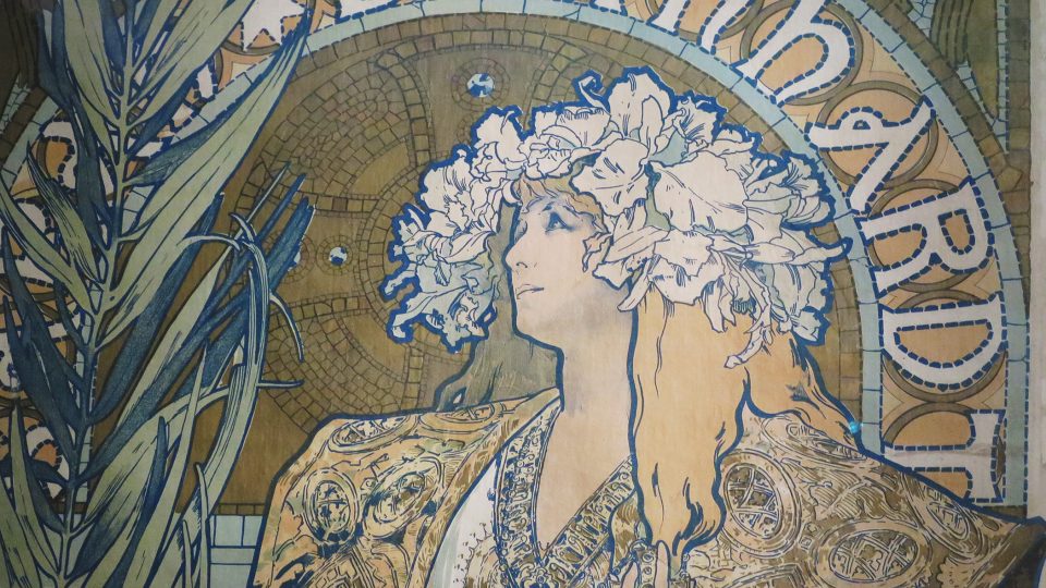 Detail slavného divadelního plakátů se Sarah Bernhardtovou