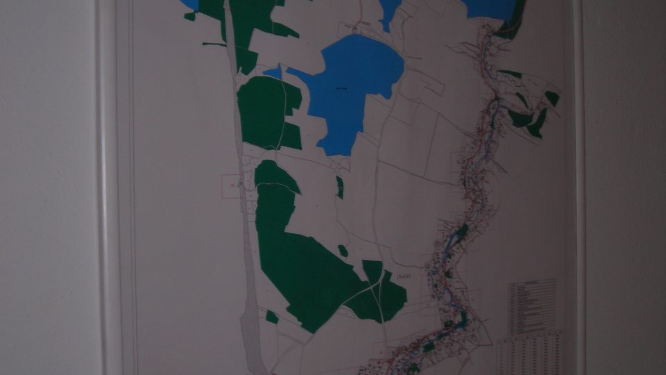 Mapa Opatovského katastru s několika rybníky