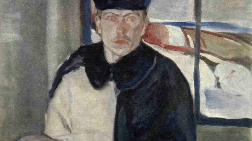 Autoportrét malíře Jindřicha Průchy, podobizna v zimním šatě