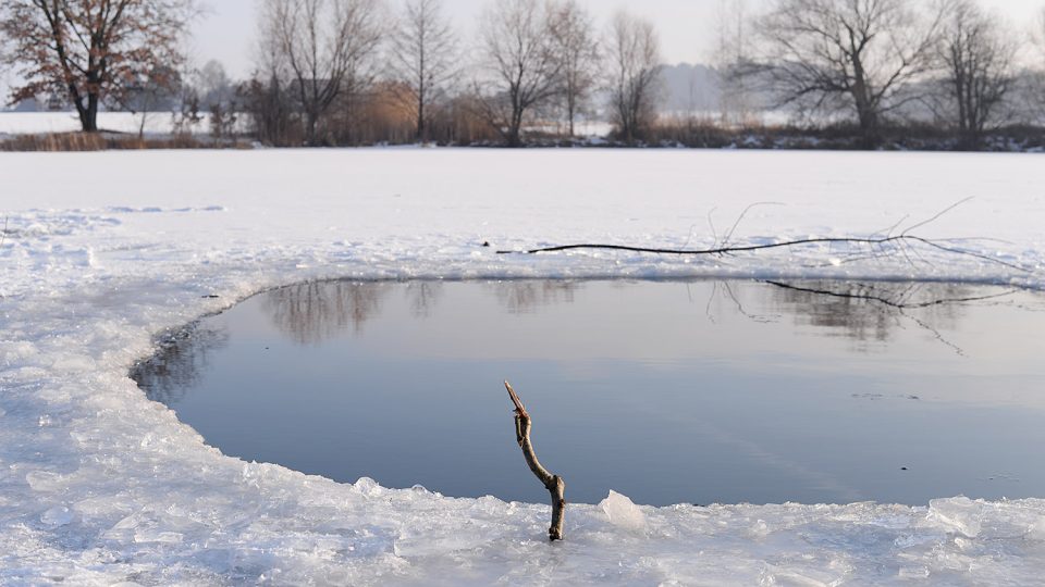 Zamrzlý rybník Mazánek u Slatiňan