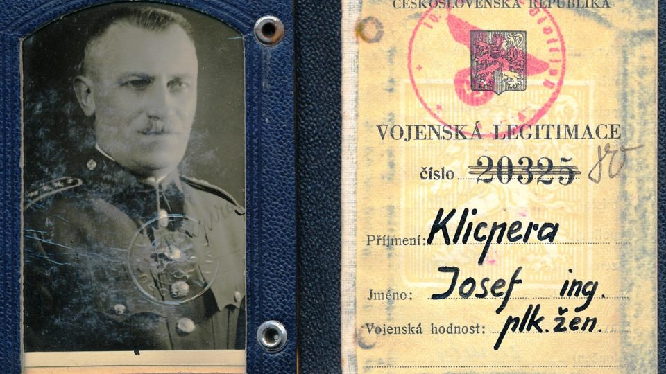 Vojenská legitimace plk. Josefa Klicpery