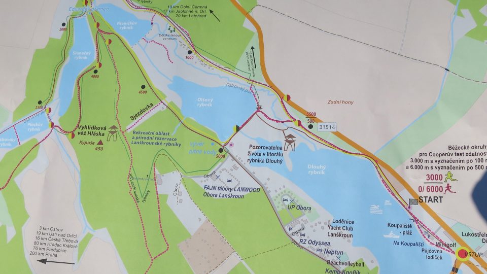 Mapa Lanškrounských rybníků