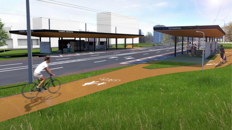 Součástí projektu má být i úprava okolních cyklostezek, které vedou bezprostředně kolem zastávky