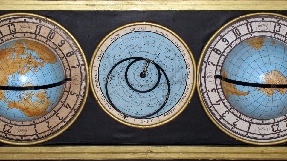 Detail Planičkova orloje v jeho spodní části