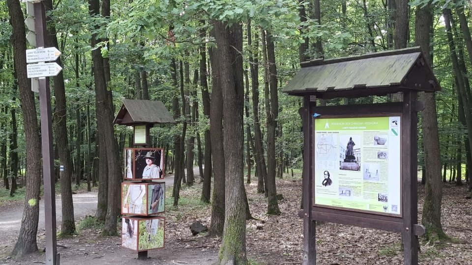 Lesní stezka nabízí několik interaktivních prvků