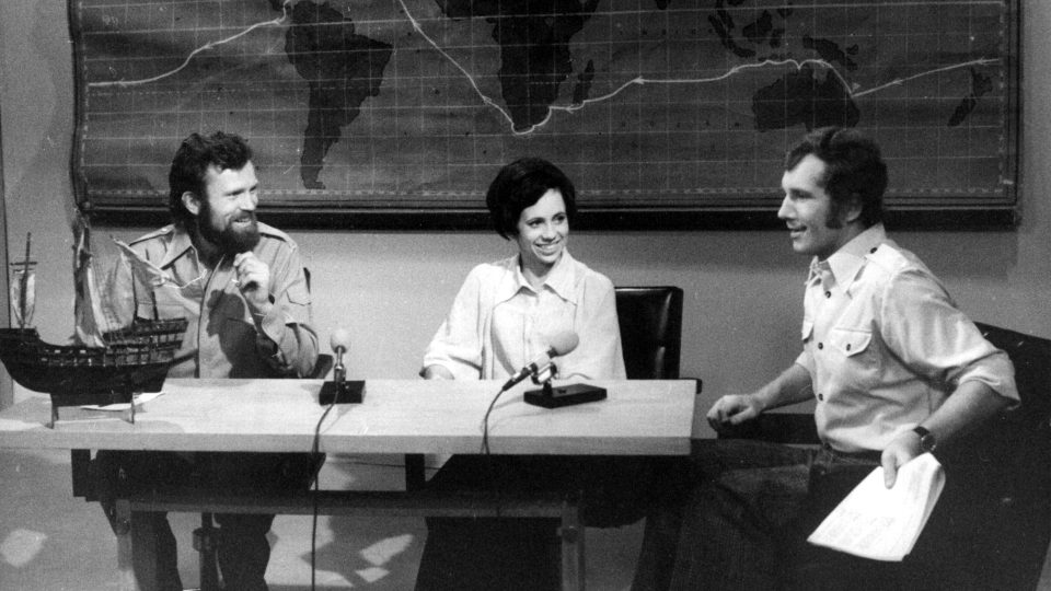 Milan Švihálek v TV studiu s Richardem a Mirkou Konkolskými - 1975