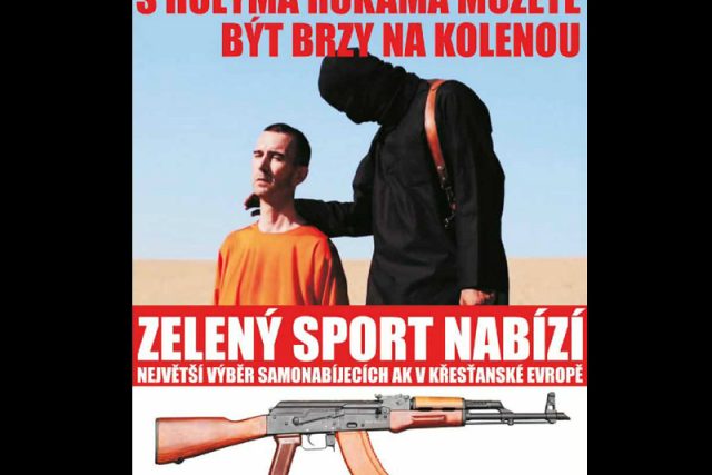 Kontroverzní reklama na kalašnikov s motivem vraždy | foto:  Český rozhlas