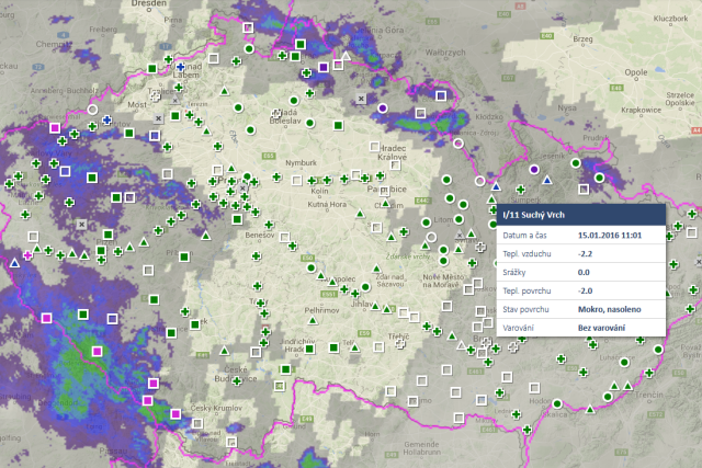 Stavová mapa s přehledem jednotlivých sledovaných bodů | foto:  Správa a údržba silnic Pardubického kraje