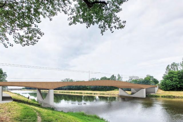 Nenápadný most se zvlněným profilem z cortenové oceli  (varianta C) | foto: město Pardubice