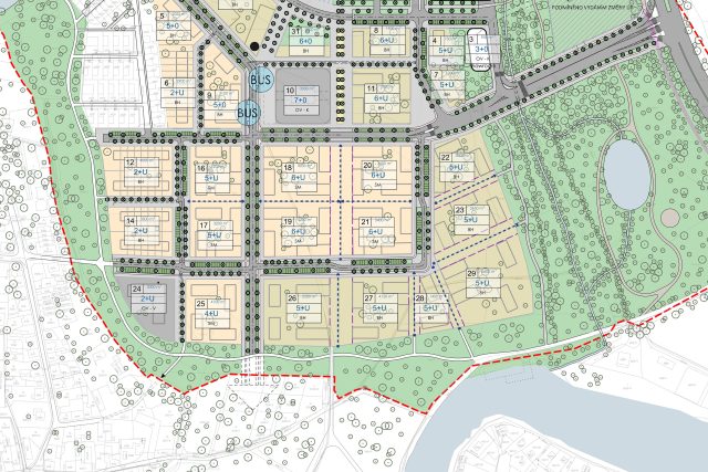 Plánovanou čtvrť Nová Cihelna odděluje od půdovní zástavby pás zeleně  (vlevo) | foto: město Pardubice