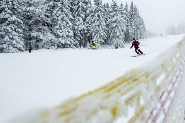 Lyžař na sjezdovce v Říčkách v Orlických horách | foto: David Taneček,  ČTK