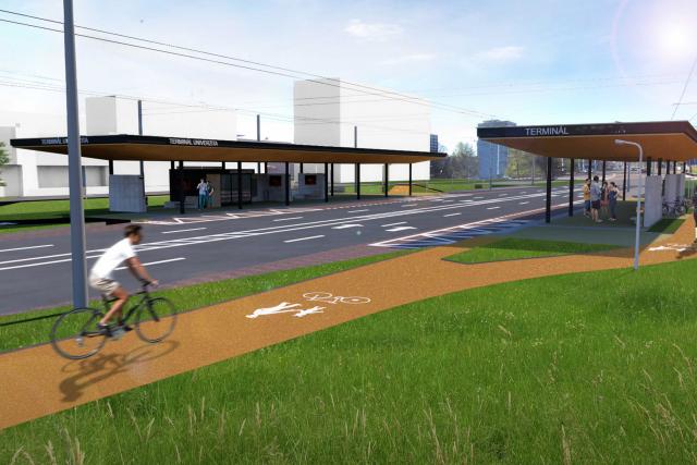 Součástí projektu má být i úprava okolních cyklostezek,  které vedou bezprostředně kolem zastávky | foto: statutární město Pardubice